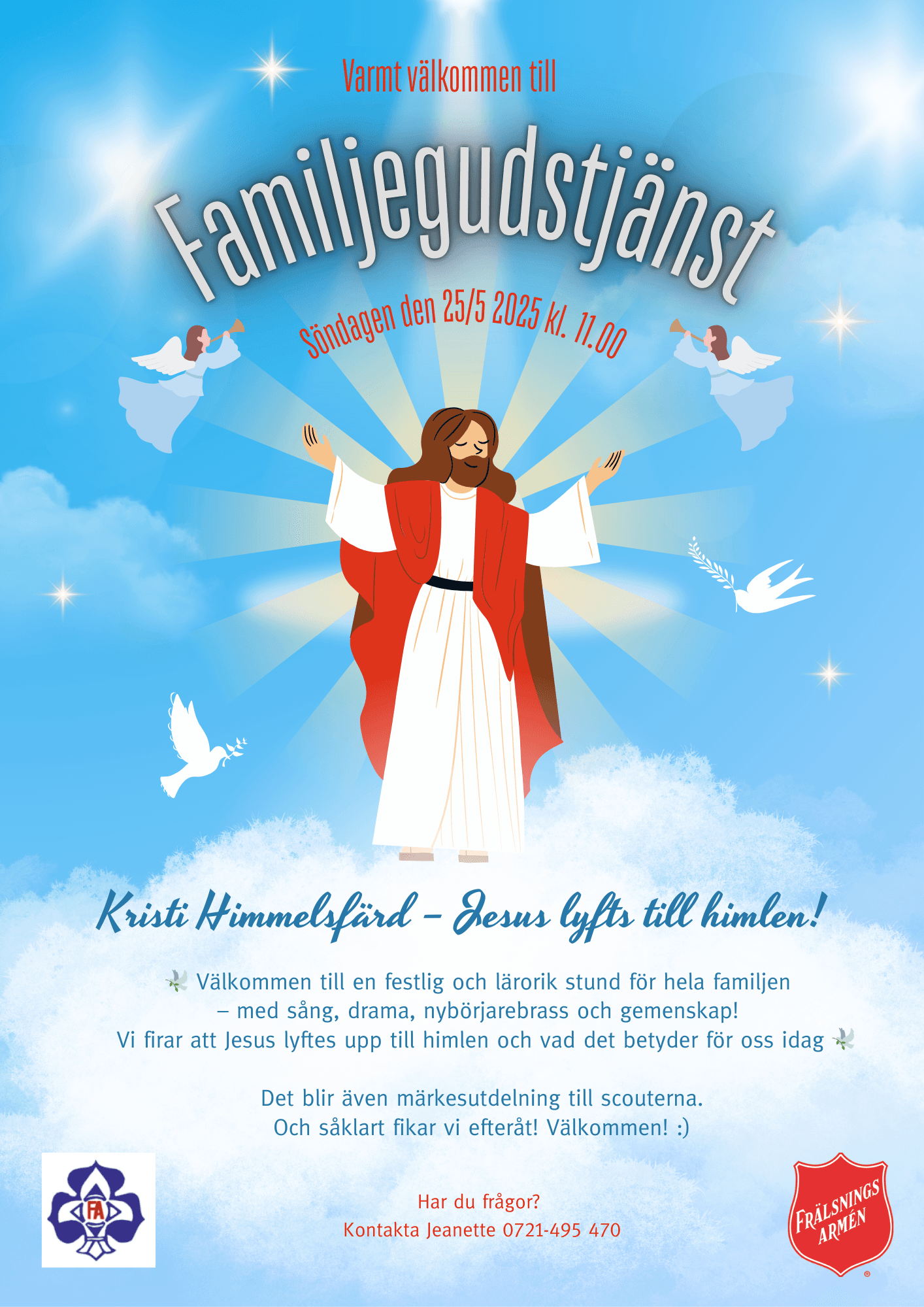 Familjegudstjänst 25 maj 2025 Kristi himmelsfärd - Jesus lyfts till  himlen!