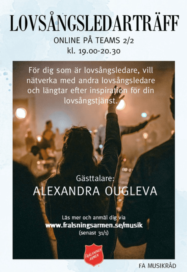 En poster som handlar om en lovsångsledarträff Frälsningsarmén arrangerar