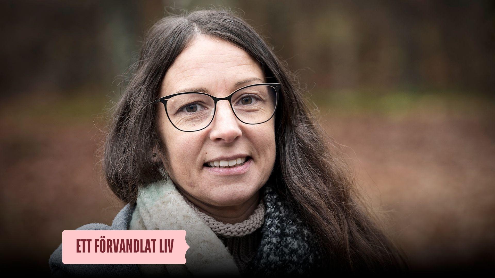 Porträtt på Micaéla Bergh. En etikett längst ner till vänster på bilden där det står Ett förvandlat liv