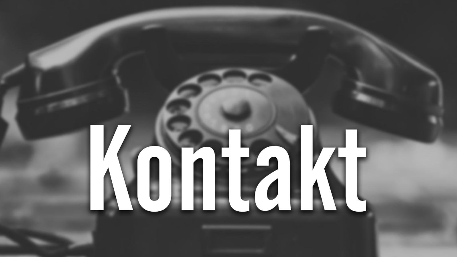 En bild på en snurrtelefon med texten "Kontakt".