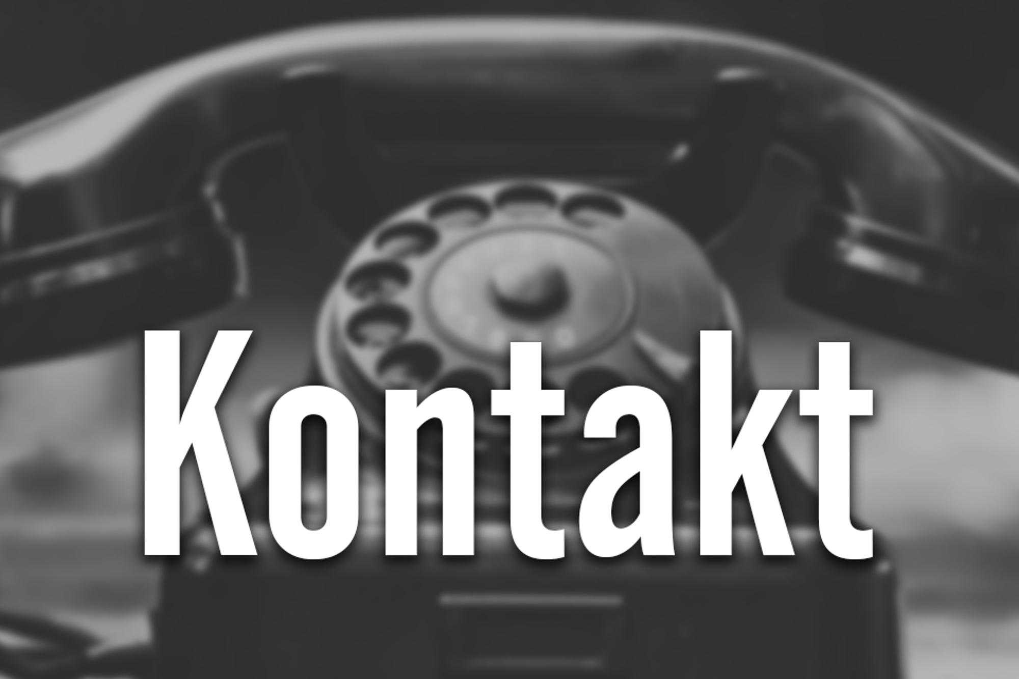 En bild på en snurrtelefon med texten "Kontakt".