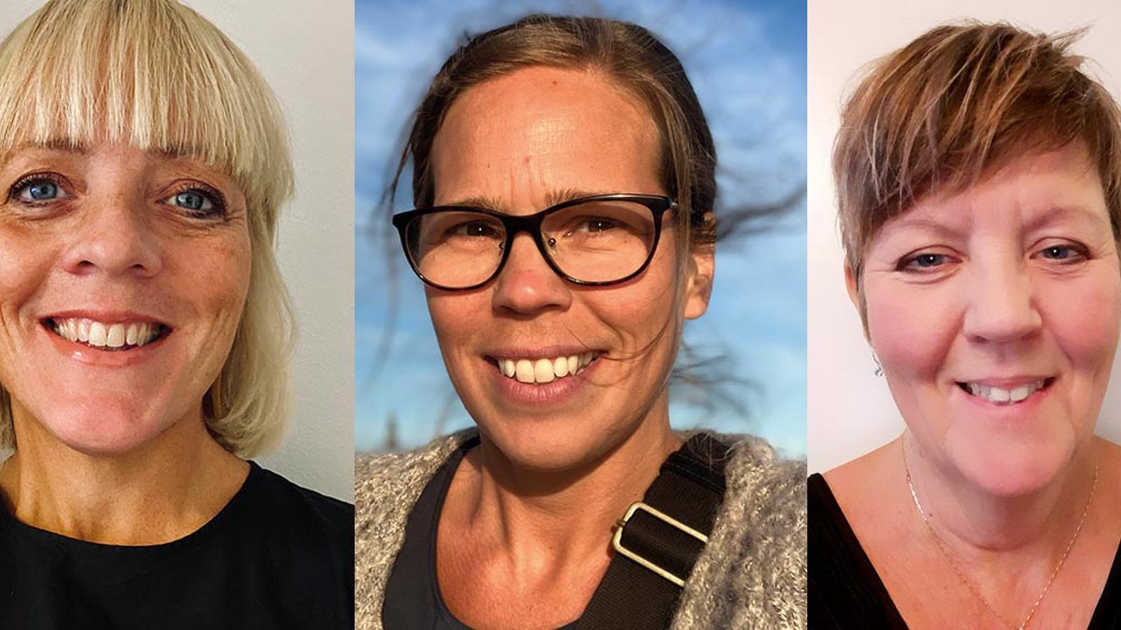 Projektgruppen från vänster i bild:  Jenny Alm som är verksamhetschef för kvinnocentret, Karin Asplund som är projektledare och Kristin Hyving som är fd. undervisningsledare och författare.
