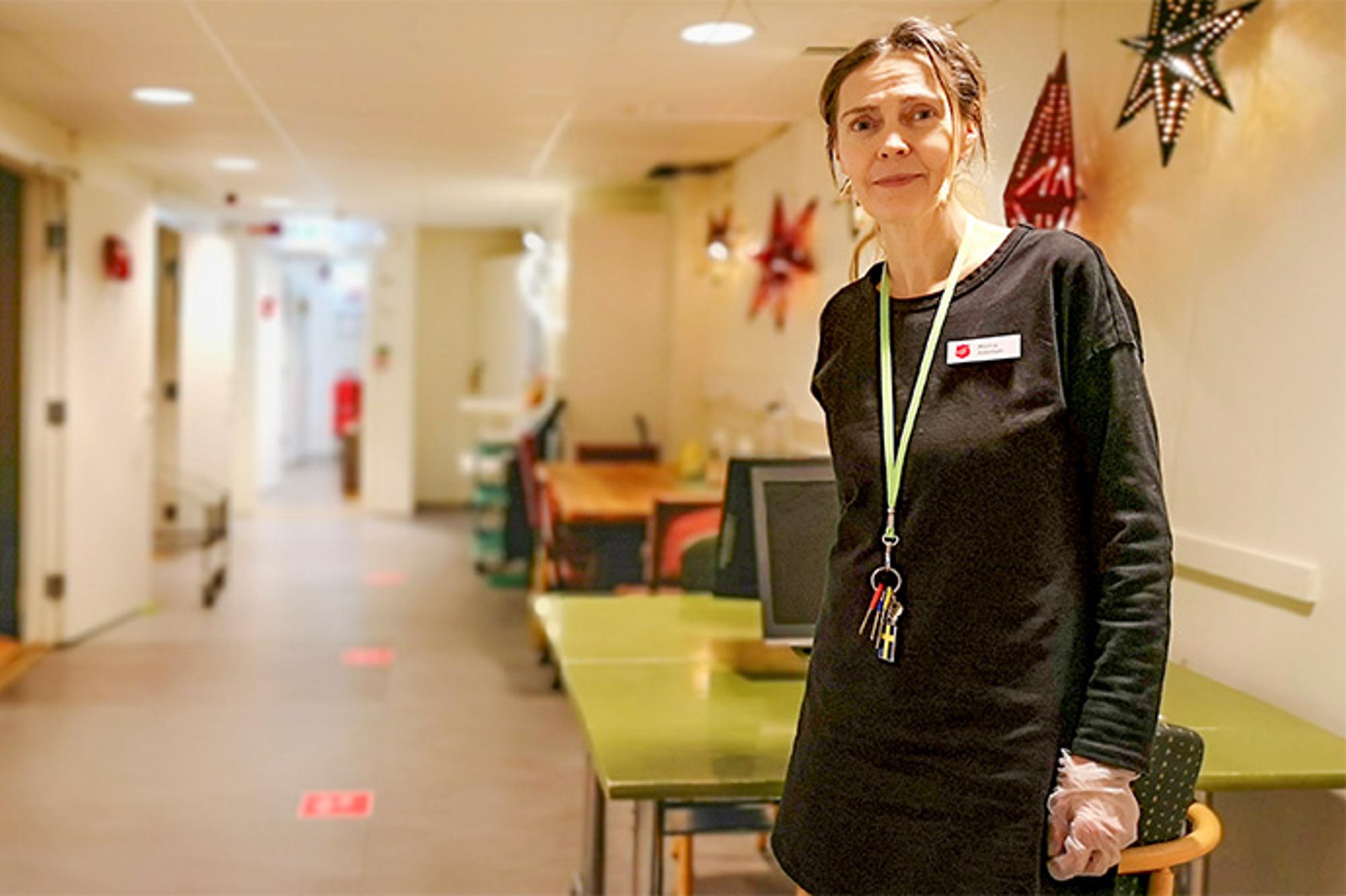 Verksamhetschef Monica Antonsson i korridoren på EU Vinternatt Bromma.